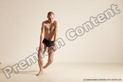 Underwear Gymnastic poses Man White Slim Bald Dancing Dynamic poses Academic